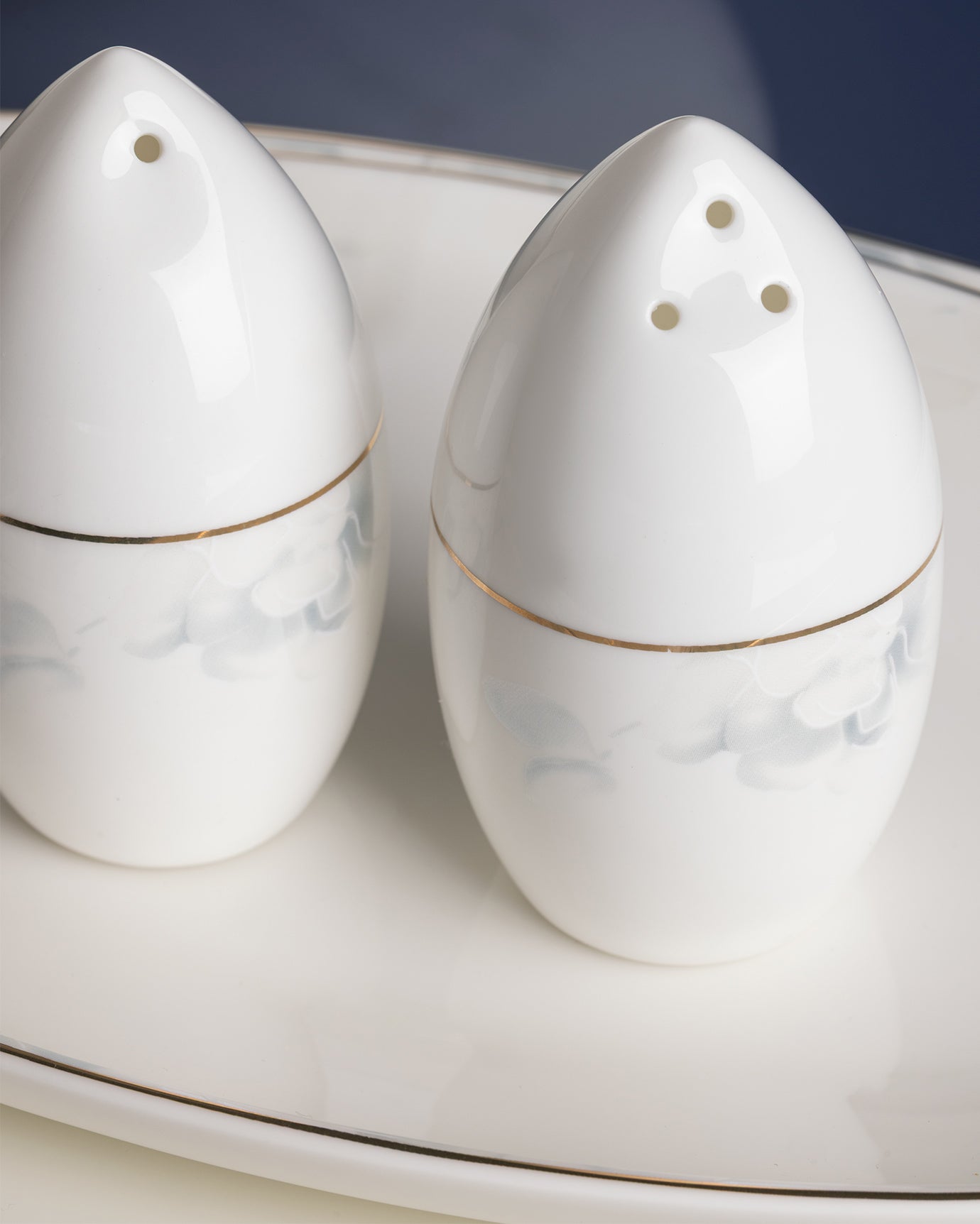 Fine Bone Porcelain 6-Person Dinner Set - White & Light Blue
