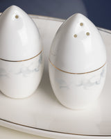 Fine Bone Porcelain 6-Person Dinner Set - White & Light Blue