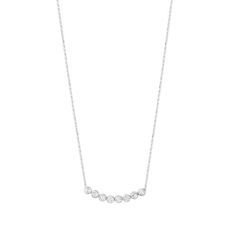 925 Sterling Silver 8-Stone Rivière Necklace - White Zircon