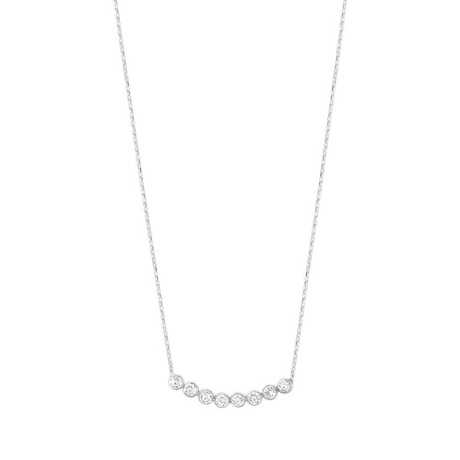 925 Sterling Silver 8-Stone Rivière Necklace - White Zircon