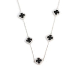 Premium 925 Sterling Silver Zircon Clover Onyx Necklace