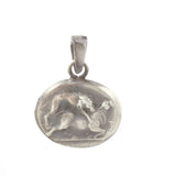 Sterling Silver Animal Medallion Pendant - Unique Oval Design