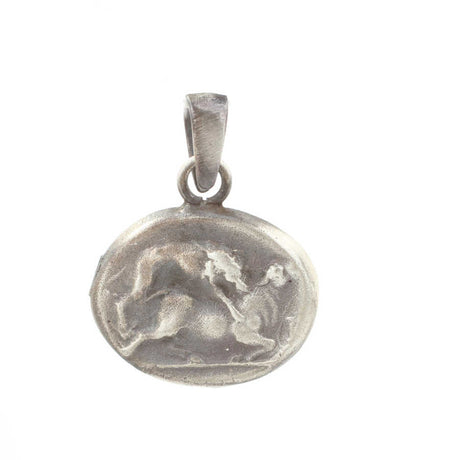 Sterling Silver Animal Medallion Pendant - Unique Oval Design