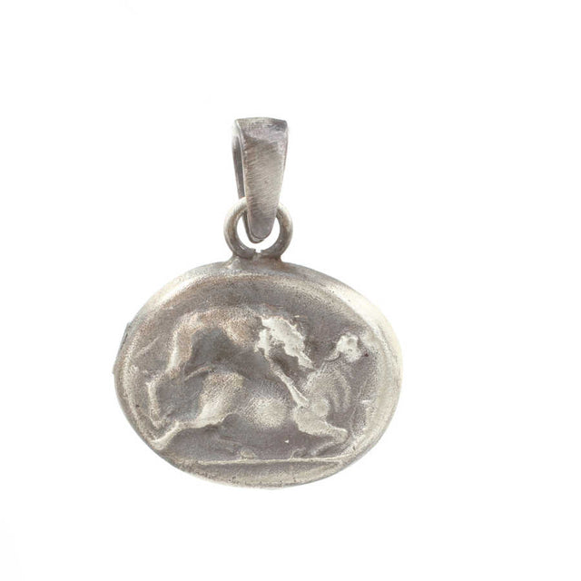 Sterling Silver Animal Medallion Pendant - Unique Oval Design