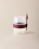 Portable Snack Container with Integrated Spoon - 400ml Plum