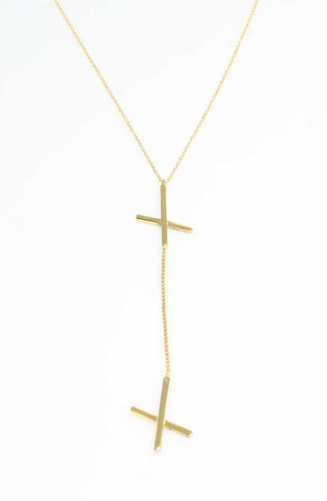 Sterling Silver Double X Y-Necklace - Modern Drop Design