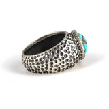 925 Sterling Silver Oval Turquoise Men's Ring with Engravings