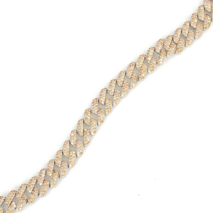 Sterling Silver Yellow Zircon Gourmet Chain Bracelet