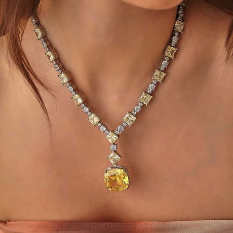 Premium 925 Sterling Silver Citrine Gemstone Necklace