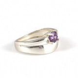 925 Sterling Silver Amethyst Double Row Ring
