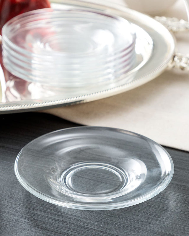 Glass Tea Saucer Set of 6 - Marmion Organically Painted Design