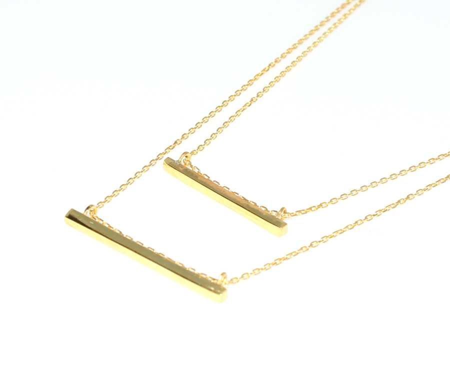 Sterling Silver Double Bar Necklace - Minimalist Layered Style