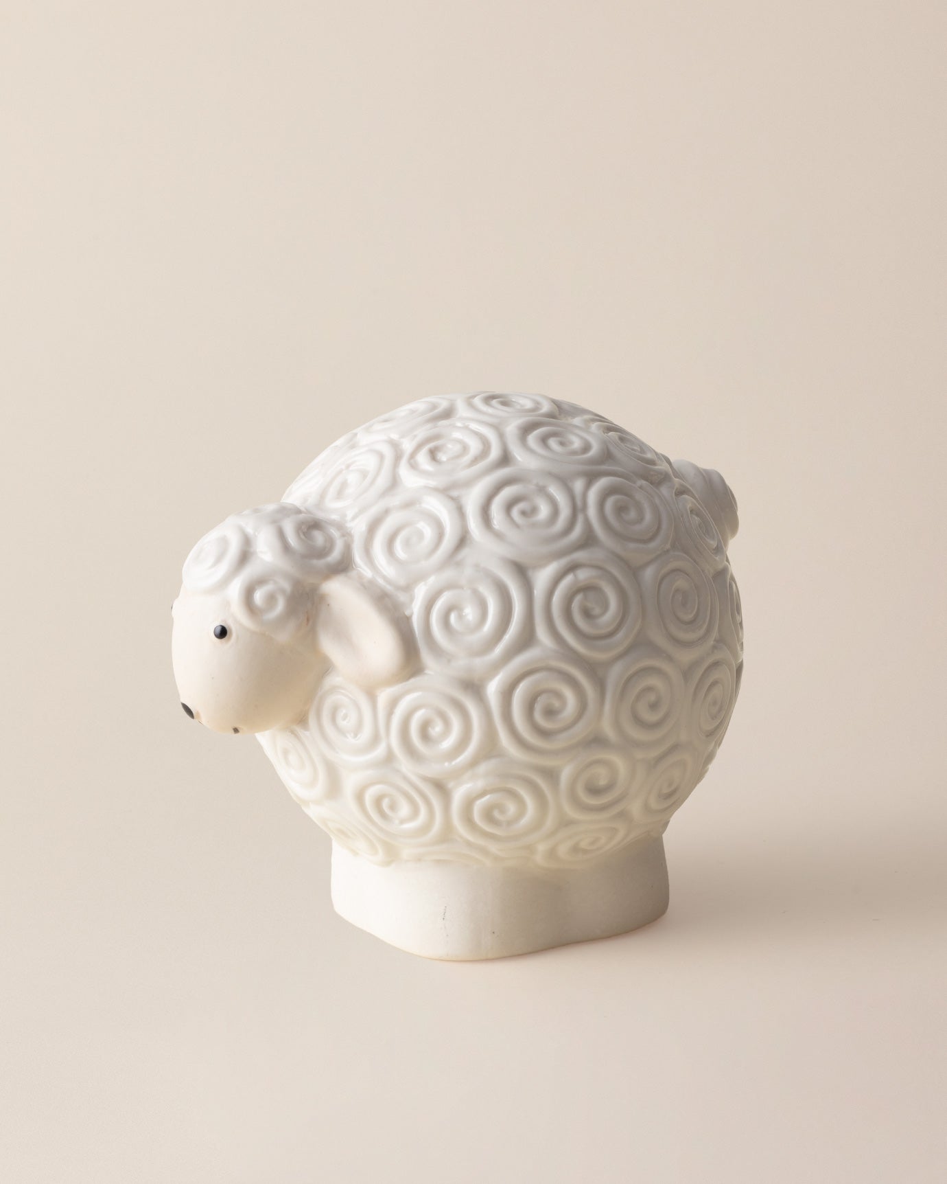 Porcelain Agnus Figurine - Soft Ecru Modern Accent
