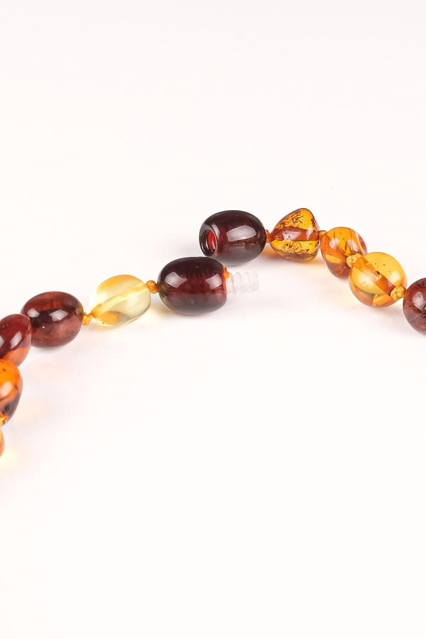 Collier de dentition bébé en ambre baltique naturel multicolore taillé
