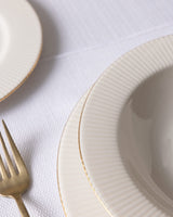 New Bone Porcelain 6-Person Dinner Set - Elegant Gold Trim