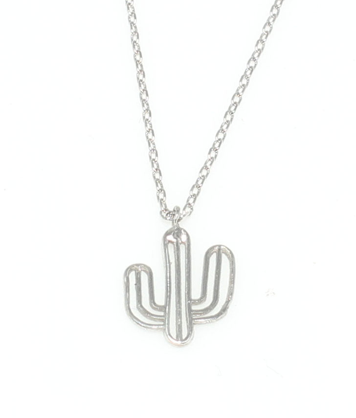Collar pequeño de cactus en plata de ley - Encanto delicado
