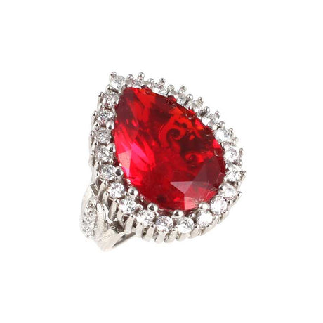 Premium 925 Sterling Silver Teardrop Ruby Halo Ring