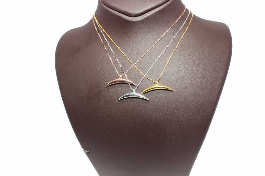 925 Sterling Silver Half Crescent Necklace - Modern Elegance