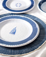 Melamine 18-Piece Dinnerware Set - Blue & White Design