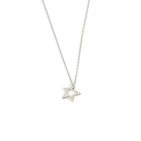 Sterling Silver Hollow Star Pendant Necklace - Celestial Chic