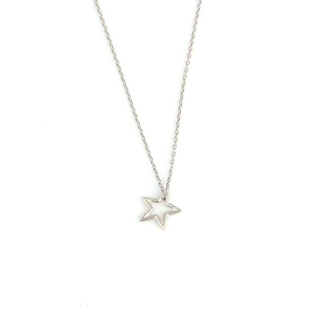 Sterling Silver Hollow Star Pendant Necklace - Celestial Chic