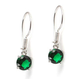 Professional 925 Sterling Silver Round Synthetic Emerald Earrings