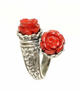 Premium 925 Sterling Silver Rose Coral Constantinople Design Ring