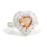 925 Sterling Silver Heart Double Row Zircon & Zultanite Ring