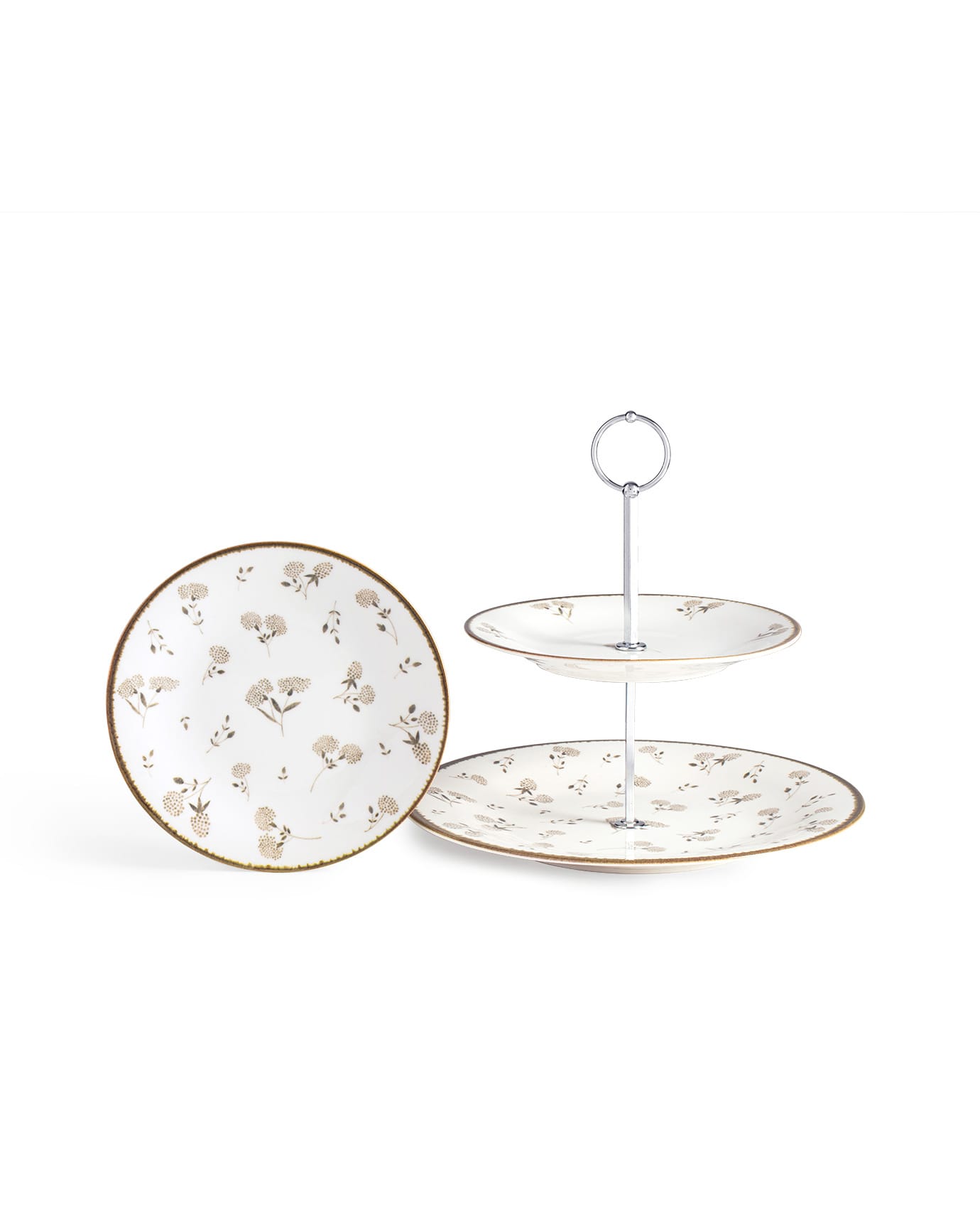 New Bone China 7-Piece Cookie Set - Elegant Fleur Design