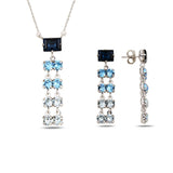 Sea-Inspired Blue Stone Jewelry Set - Dazzling Vertical Design
