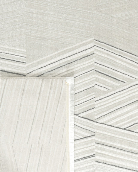 White Gray Modern Area Rug - Living Room Carpet