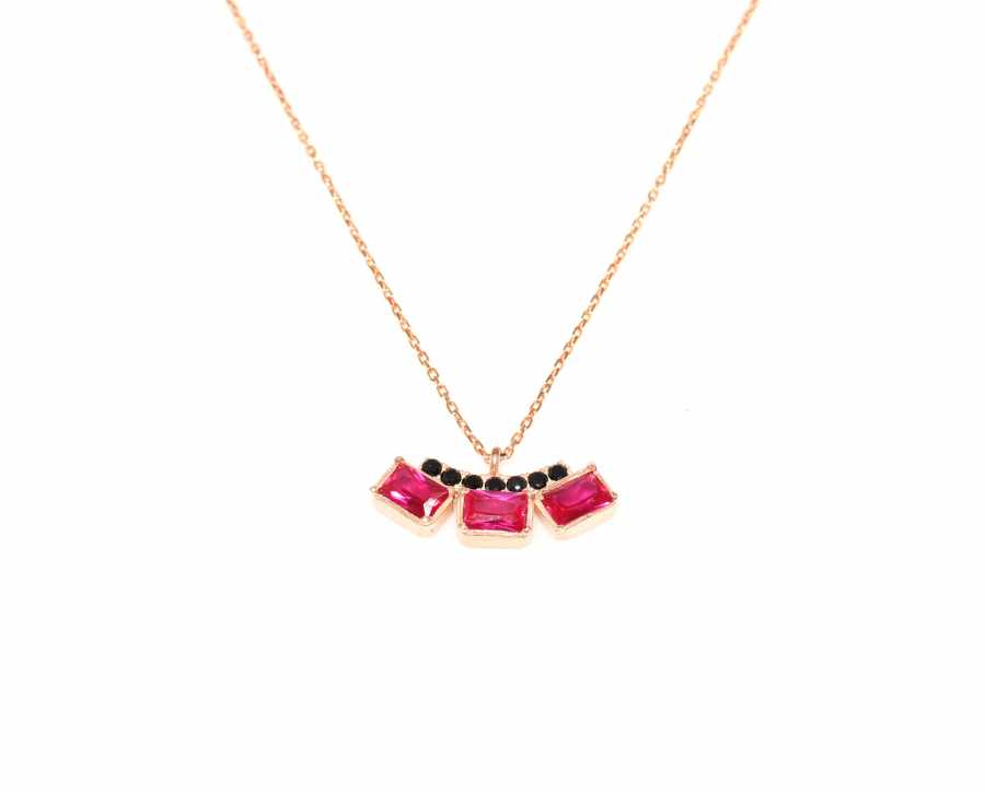 925 Sterling Silver Three-Stone Zircon Pendant Necklace for Her