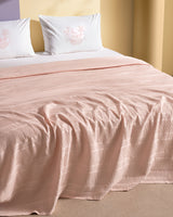 King Size 100% Cotton Pique Bedding Set, Blush Pink