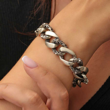 Sterling Silver Authentic Chain Bracelet - Oxidized Finish