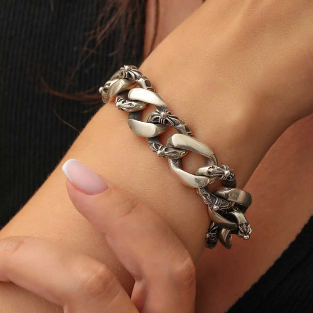 Sterling Silver Authentic Chain Bracelet - Oxidized Finish