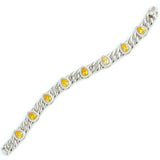 925 Sterling Silver Teardrop Citrine & Zircon Line Bracelet