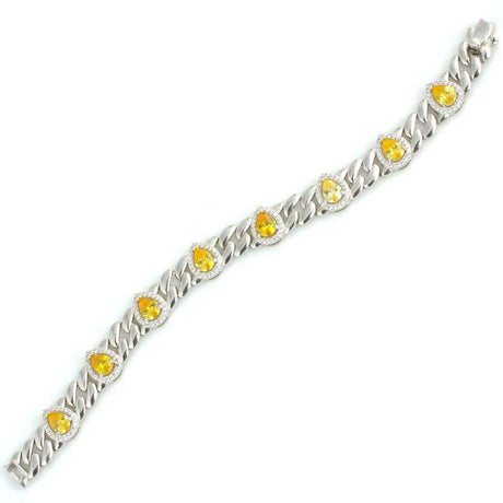 925 Sterling Silver Teardrop Citrine & Zircon Line Bracelet