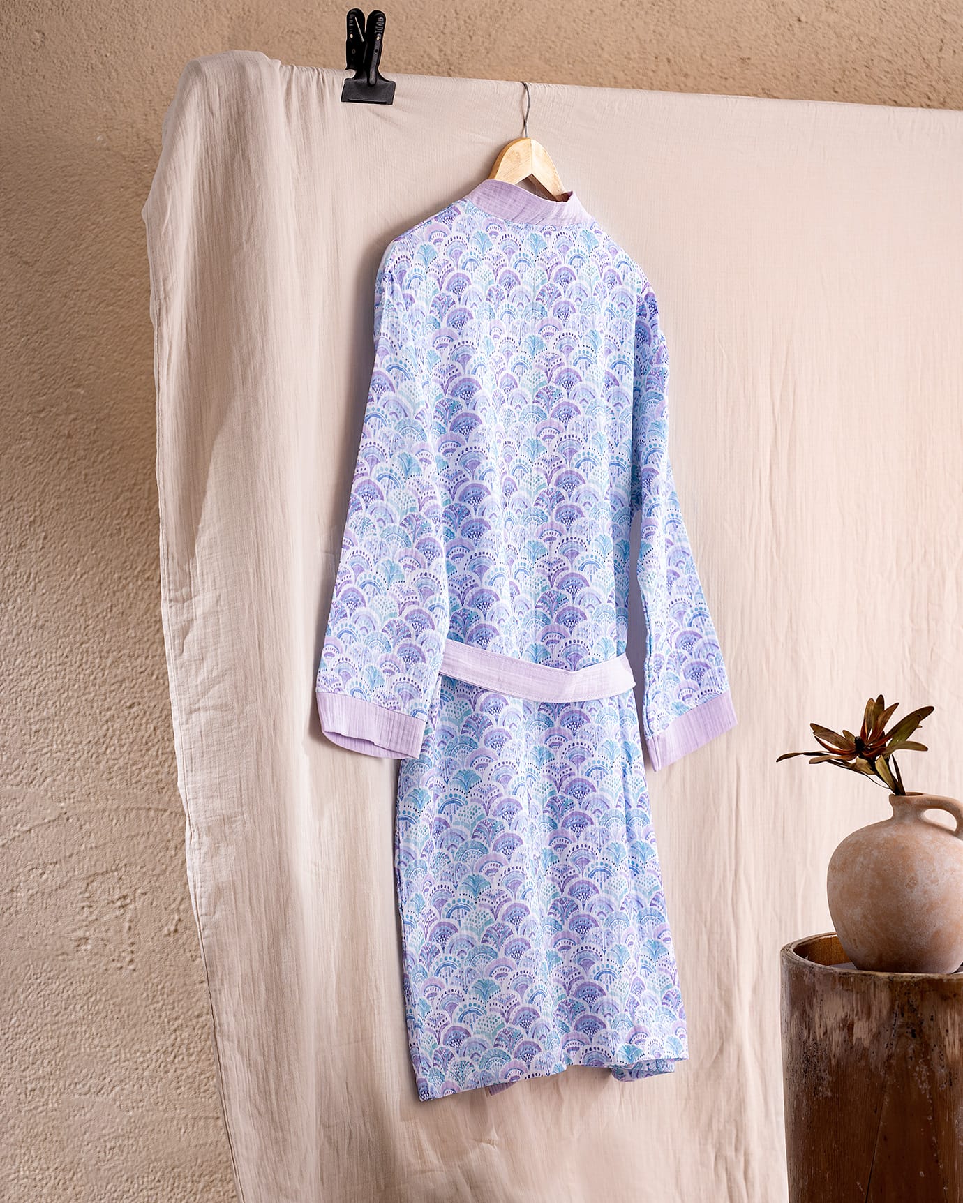 Pure Cotton Muslin Bathrobe - Lightweight & Breathable Comfort