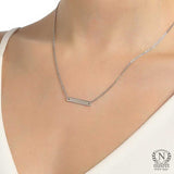 925 Sterling Silver Double Chain Plate Necklace - Modern Minimalist