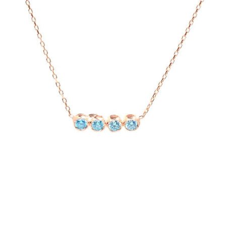 Premium 925 Sterling Silver Four Row Aquamarine Necklace