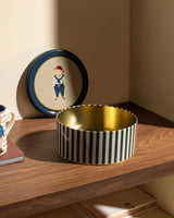 Elegant Metal Storage Box - Round Jasmin Navy Beige Food Safe