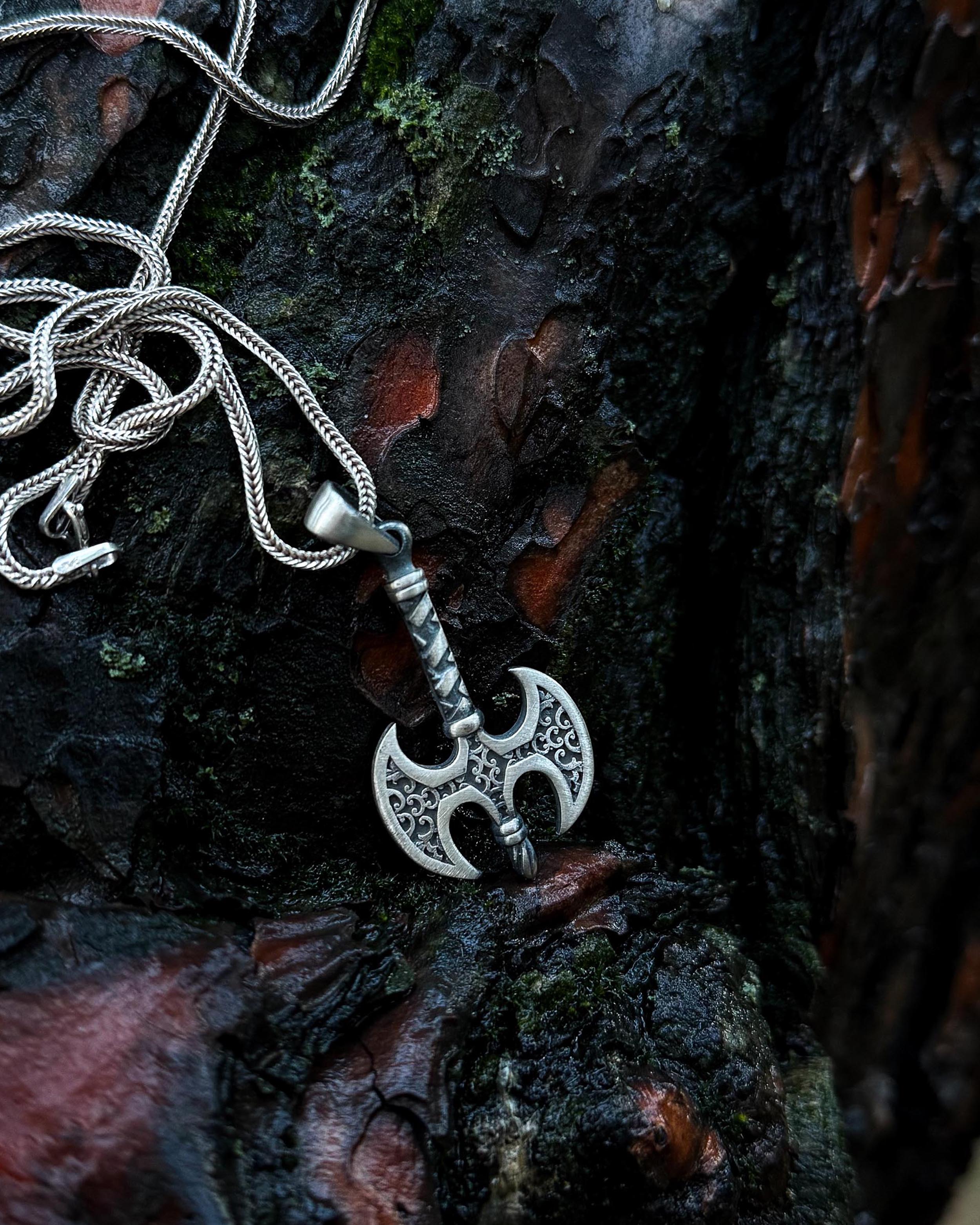 Sterling Silver Axe Pendant Necklace - Determination & Strength