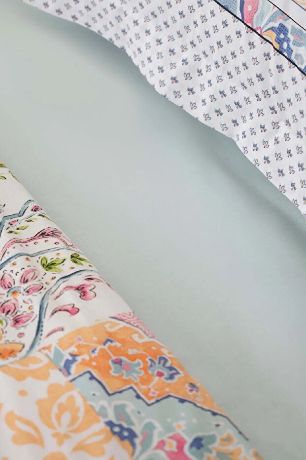 Dallias Fusya 100% Cotton Single Duvet Cover Set - Patchwork Design