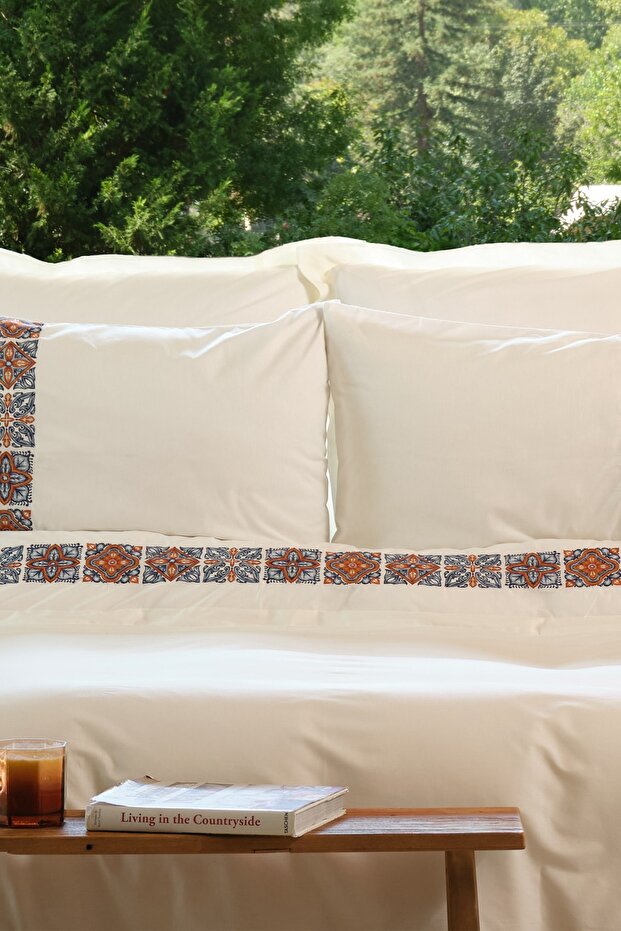 Fleur Multi Embroidered Double Duvet Cover Set - 4 Piece