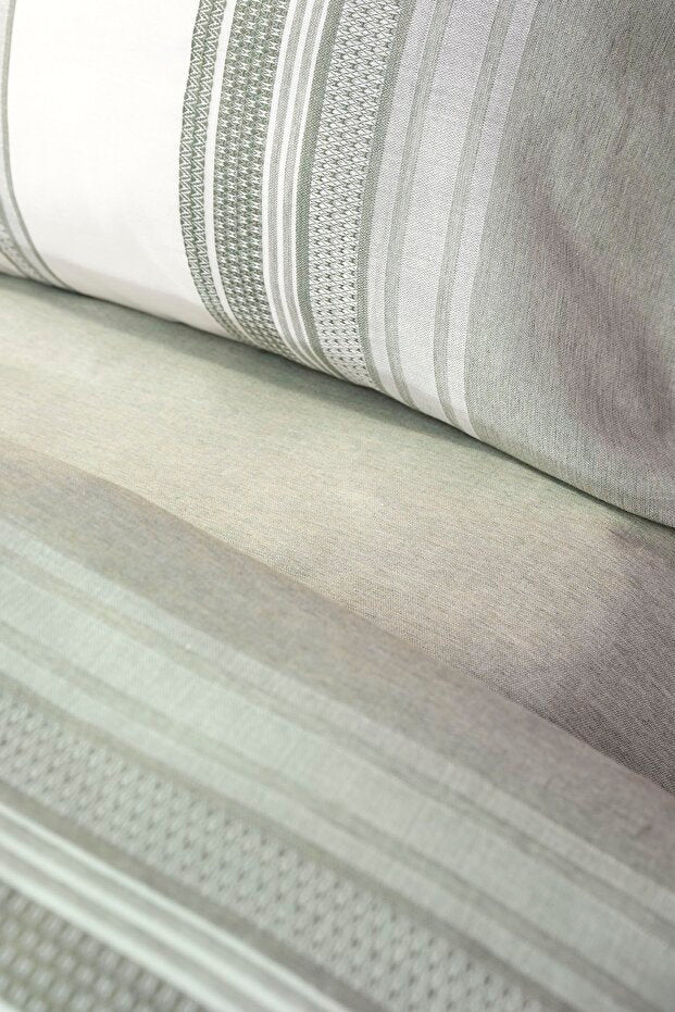 Ensemble de housse de couette rayée Vetro Haki double taille - 4 pièces