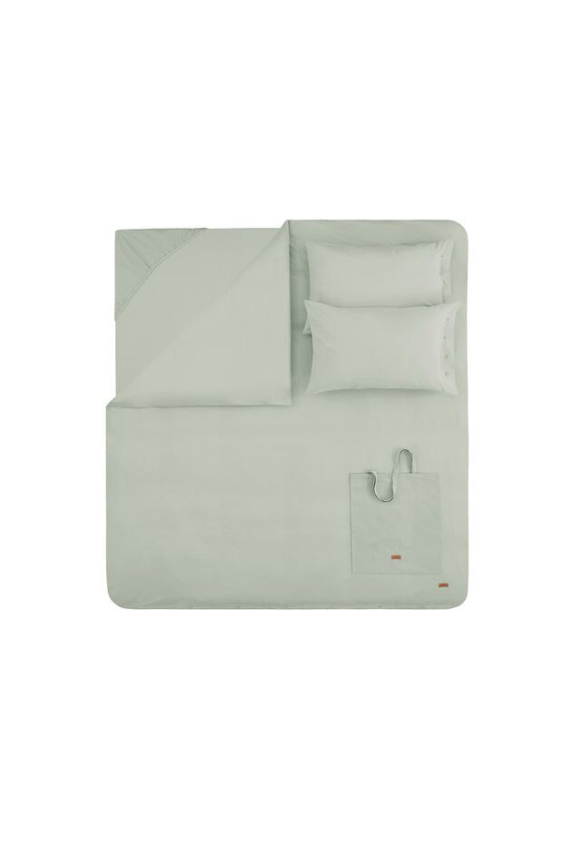 Plain Double Ranforce Washed Duvet Cover Set - Sage Green