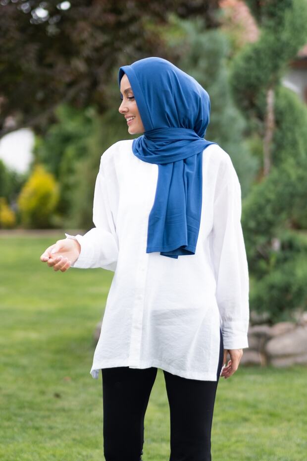 Écharpe Pratique Prête à Porter en Viscose - Bleu Denim