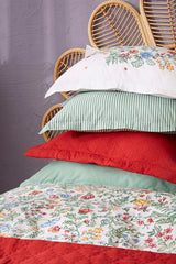 Lalin Double Duvet Set - Green Floral Bedding Collection