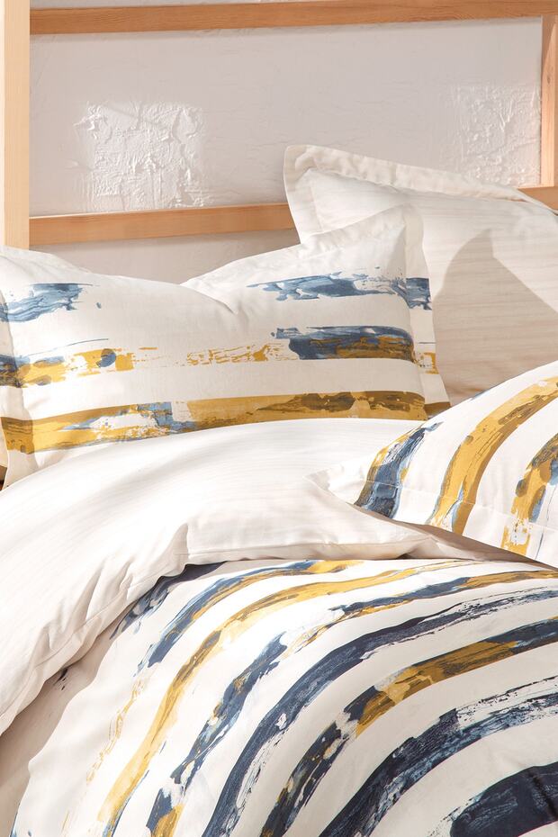 Stain Ranforce Double Duvet Cover Set - 100% Cotton, Abstract Stripes