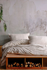 100% Cotton Striped Single Duvet Cover Set - 160x220cm